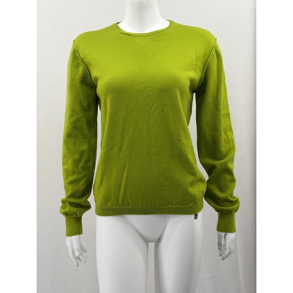 Versace Classic Sweater Womens Small Green Merino Wool Pullover Crew Neck Autumn
